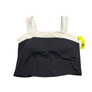 All In Motion Everyday Soft Square Neck Cropped Tank Top Womens 1X Black White